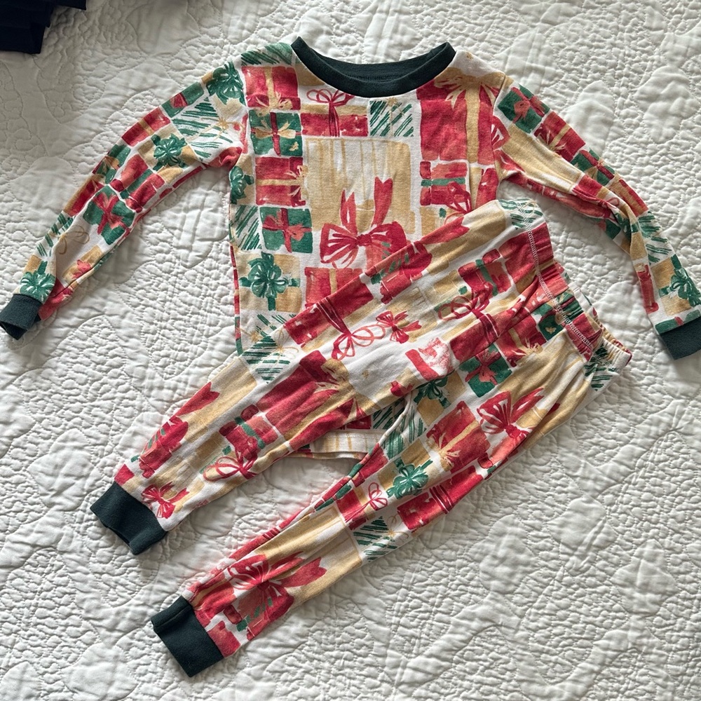Burt's Bees Festive Red and Green Kids Pajama Set